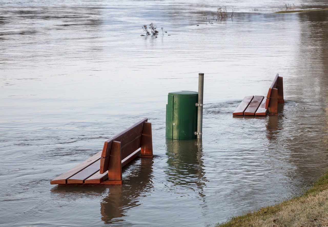 bench, flood, calamity